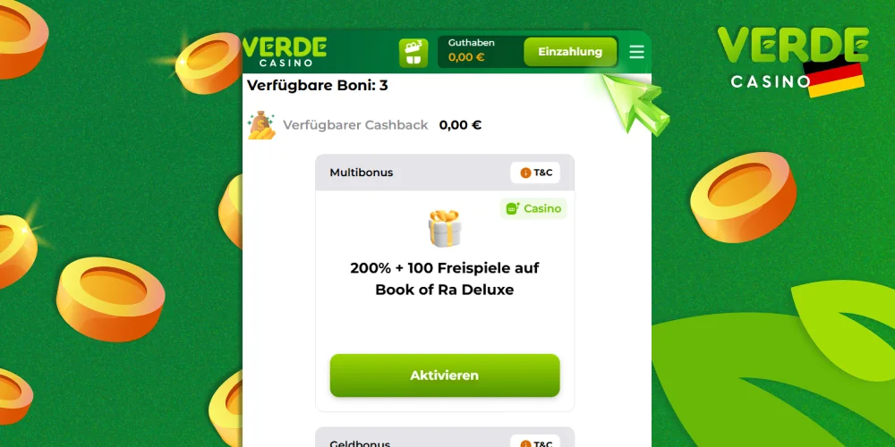 Laden Sie Ihr Guthaben auf, um einen Bonus zu erhalten